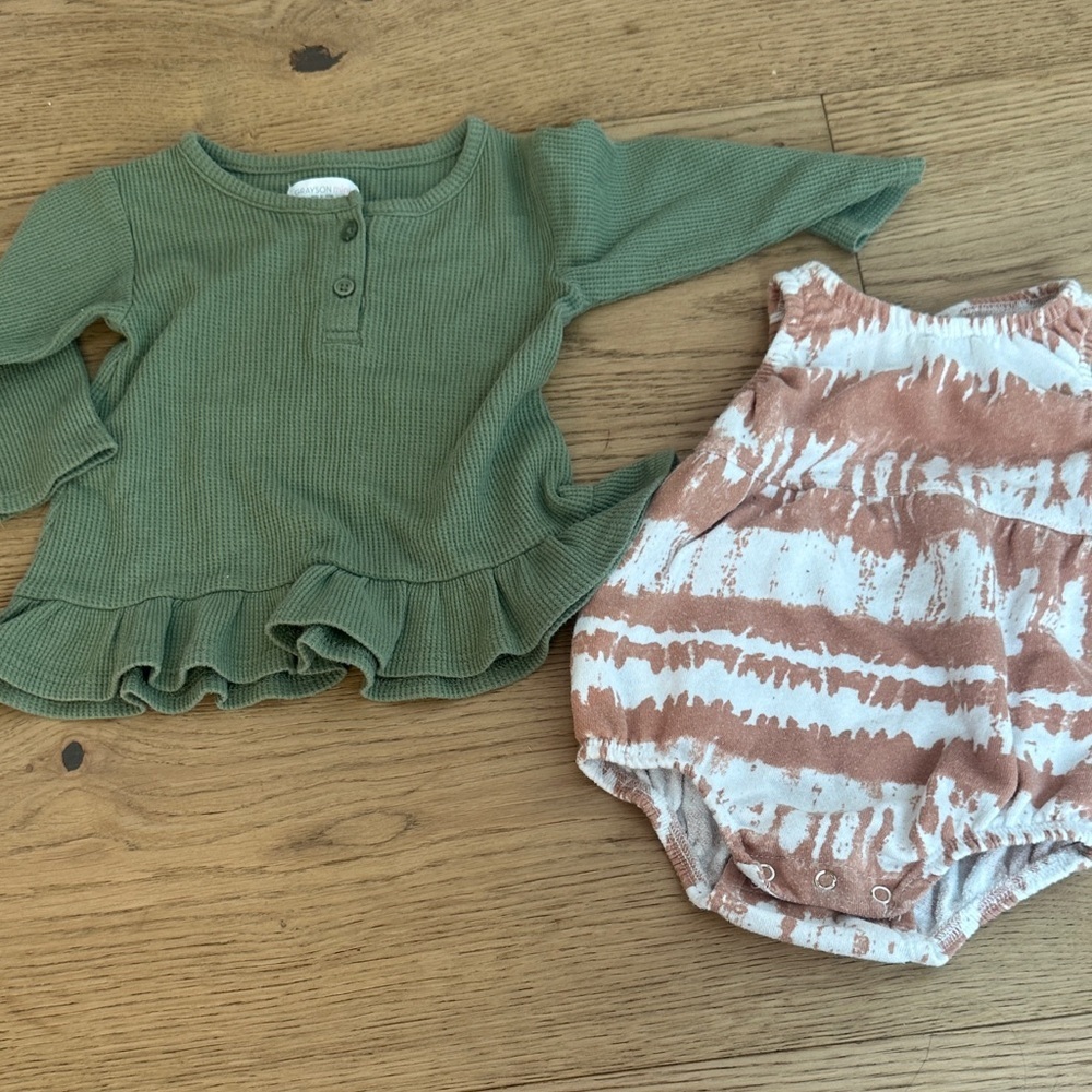 Grayson mini Green and Brown Kids Outfit Set 12m